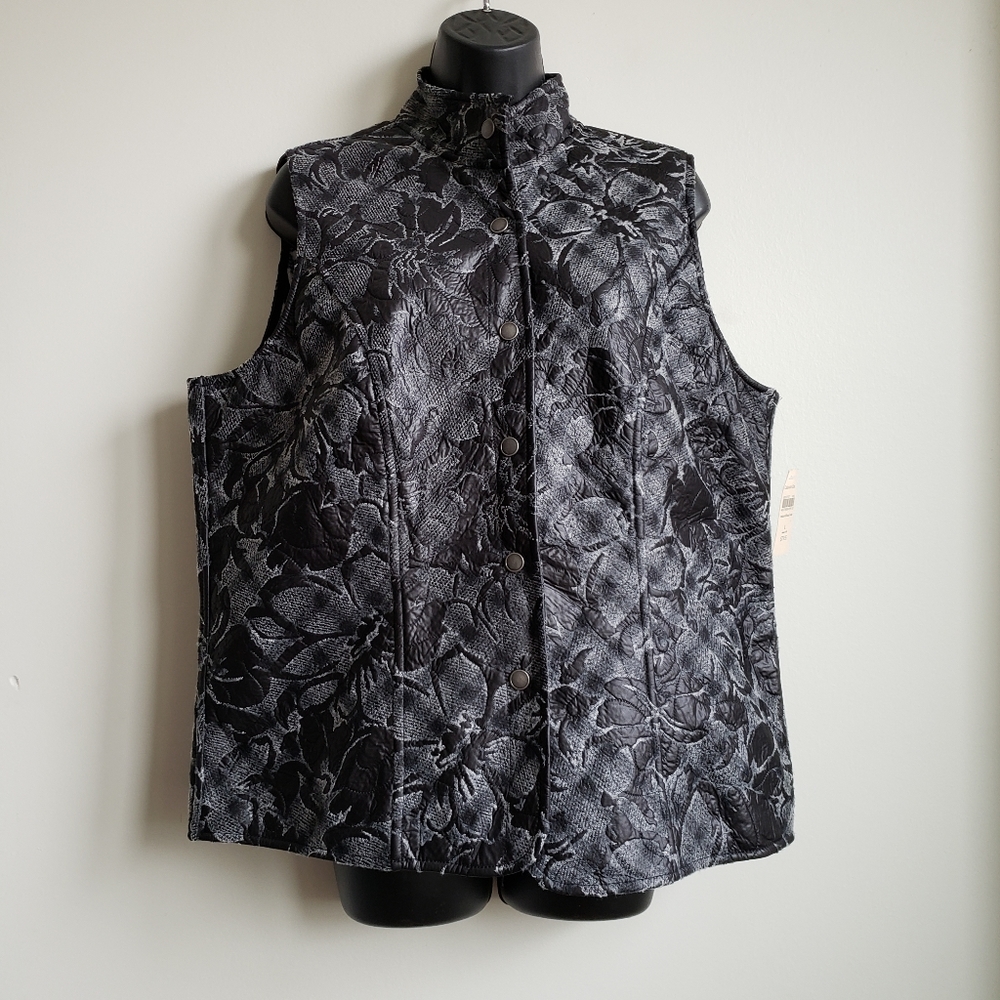 Coldwater Creek Textured Floral Lined Vest